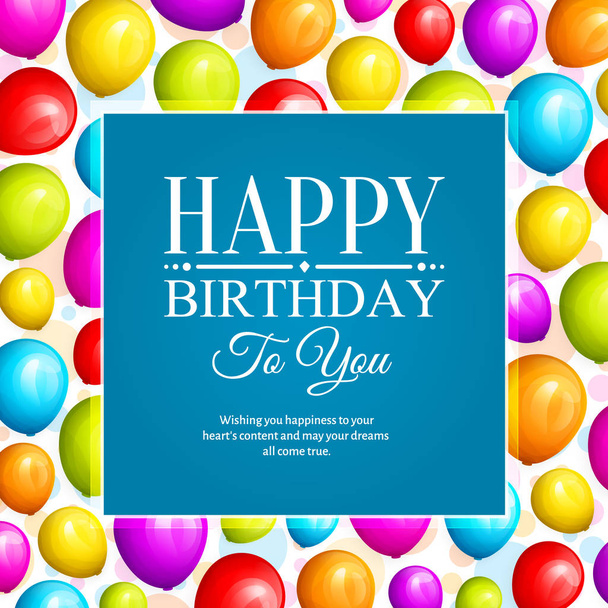 Colorful birthday balloons on background and stylish lettering. Vector. - Vector, Image