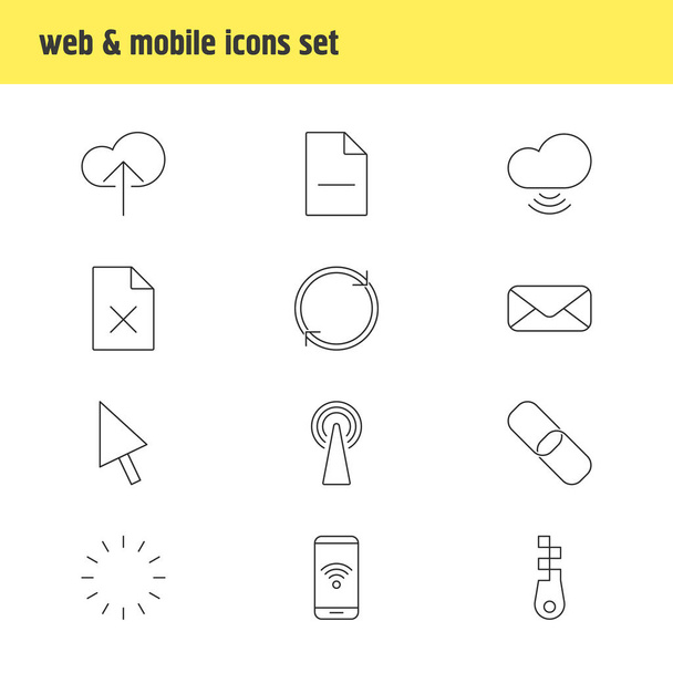 Vector Illustration Of 12 Network Icons. Editable Pack Of Router, Telephone, Chain And Other Elements. - Vector, Image