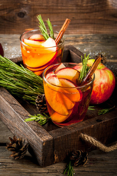 Hot cocktail with apple, rosemary, cinnamon - Photo, Image
