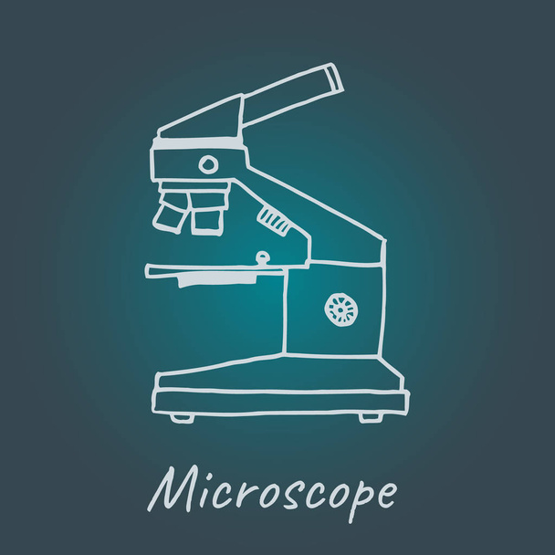 Sketch of the microscope on a dark background. Vector - ベクター画像