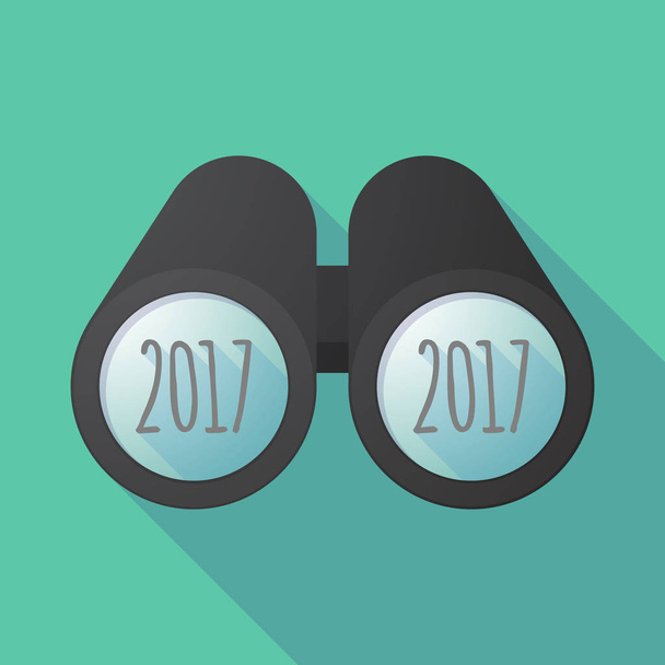 Dlouhý stín dalekohled s ikonou číslo rok 2017 - Vektor, obrázek