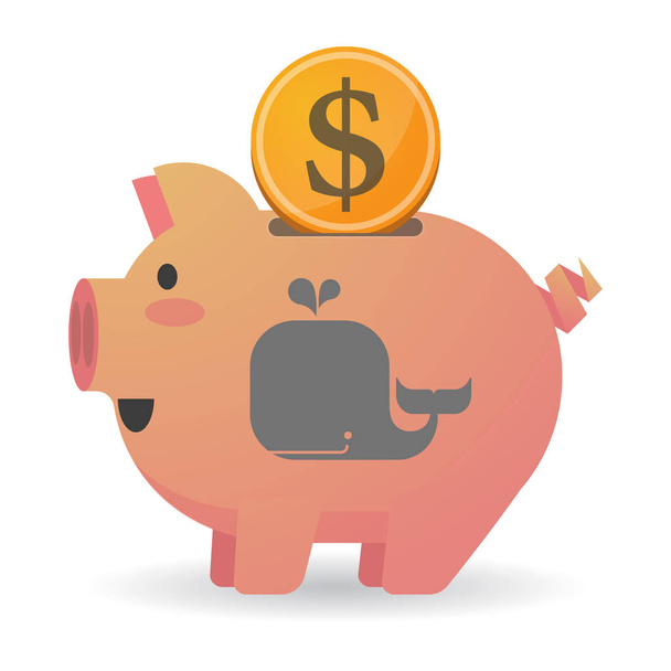 Isolated  piggy bank with a whale - Vector, Image