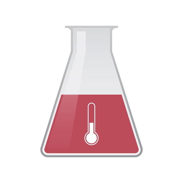 Frasco químico aislado con un icono de termómetro
 - Vector, imagen