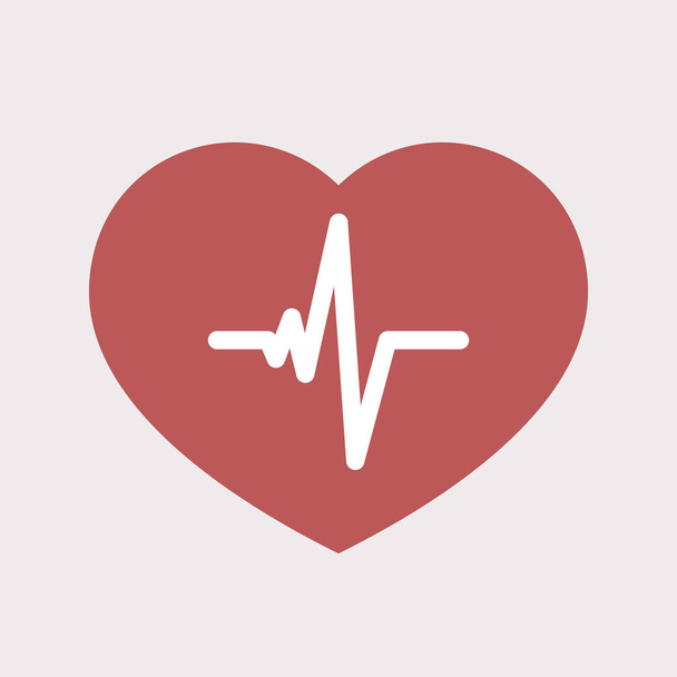 isoliertes Herz mit einem Herzschlagzeichen - Vektor, Bild