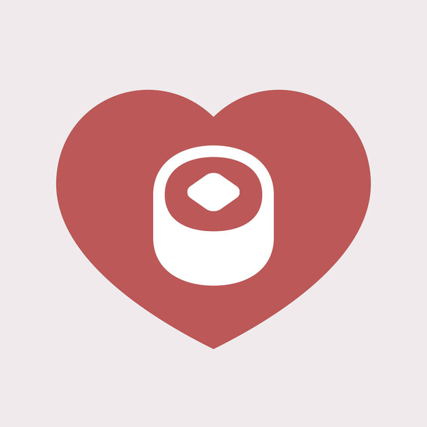 Απομονωμένη καρδιά με ένα κομμάτι του σούσι - Διάνυσμα, εικόνα