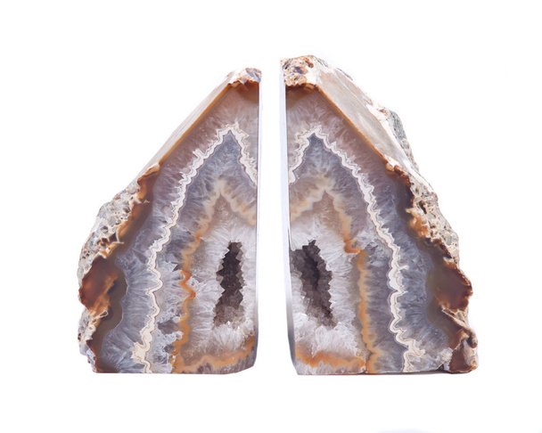 Geode částečně leštěný vícebarevná achát s centrem druzy crystaline - Fotografie, Obrázek