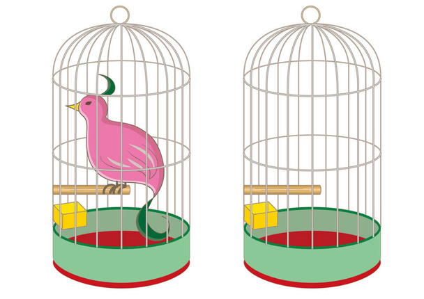 jaula de aves y aves raras
 - Vector, Imagen