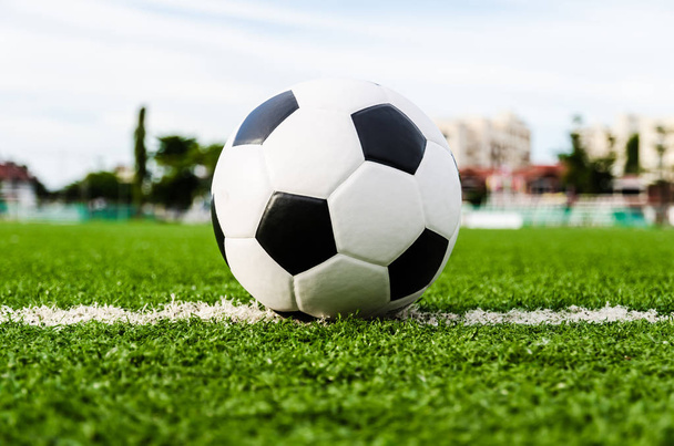 Soccer Football on the green grass of Soccer field. - Valokuva, kuva