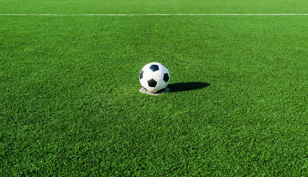 Soccer Football on the green grass of Soccer field. - Fotó, kép