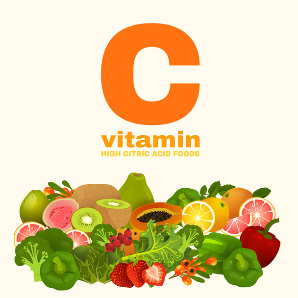 Vitamin C in Food - Vektor, obrázek