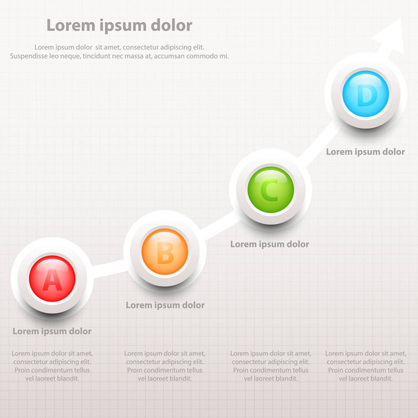 Cuatro temas Círculos 3D coloridos con flecha para arriba para la presentación del sitio web cubierta cartel vector diseño infografía ilustración concepto
 - Vector, imagen