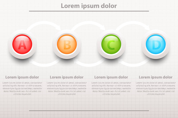 Čtyři barevné témata 3d kruhy v pořadí pro webové prezentace pokrývají plakát vektorový design infografika ilustrace koncept - Vektor, obrázek
