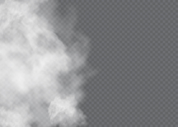 Туман або дим виділяють прозорий спеціальний ефект. Білий вектор хмарність, туман або смог фон. Векторні ілюстрації
 - Вектор, зображення