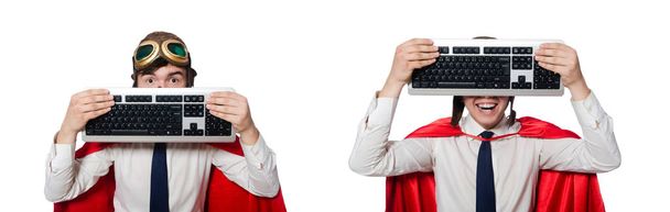 Забавні герої з клавіатурою ізольовані на білому
 - Фото, зображення