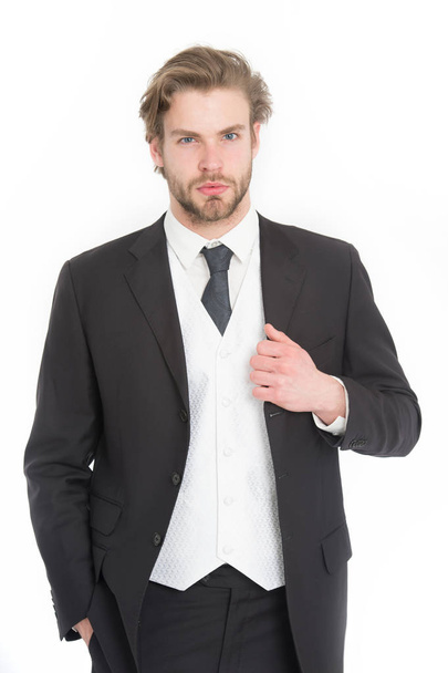 Man in formal outfit isolated on white. - Φωτογραφία, εικόνα
