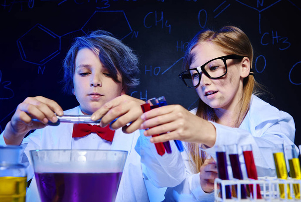 kids making chemical experiment - Photo, Image