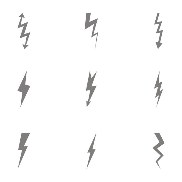 set of monochrome icons with lightning bolt for your design - Vector, Image