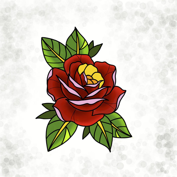 Traditional tattoo rose design. - Fotó, kép