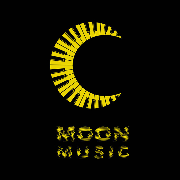 Maan logo als piano toetsenbord pictogram, eenvoudige stijl - Vector, afbeelding