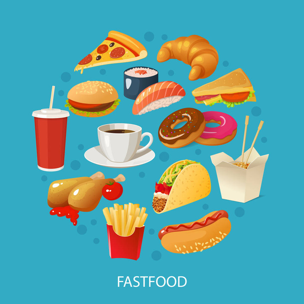 Colorful Fast Food Concept - Vektor, obrázek