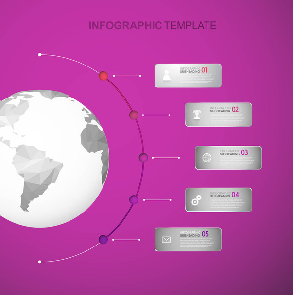 Infographic template with five stripes and icons line up beside  - Vetor, Imagem