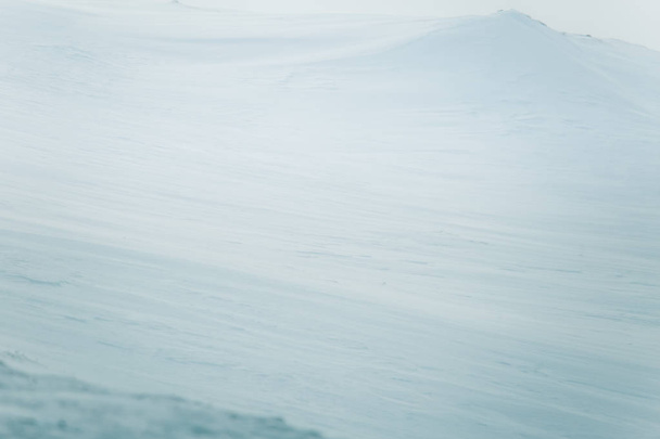 eine schöne, minimalistische Landschaft aus flachen, schneebedeckten norwegischen Feldern. sauber, leicht, hochgeschlossen, dekorative Optik. - Foto, Bild