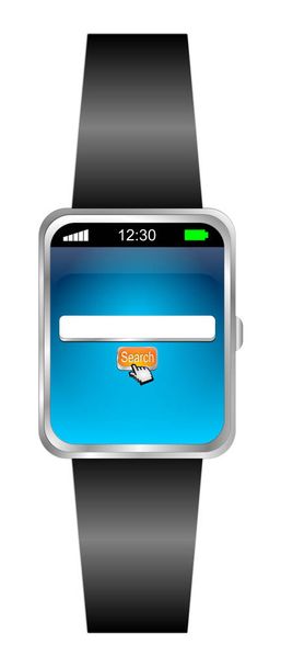Smartwatch mit Internet-Suchmaschine - 3D-Illustration - Foto, Bild