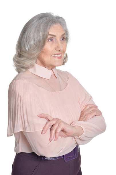 senior woman in pink blouse - Photo, Image