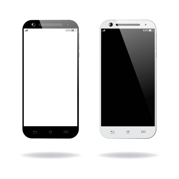 Black and white smartphones isolated - Vector, imagen
