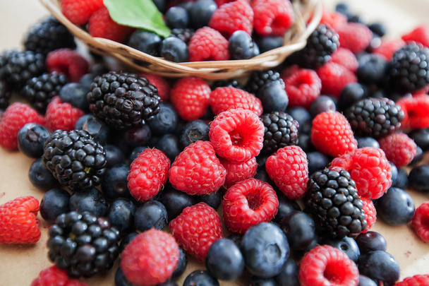fresh antioxidant food raspberry blueberry blackberry  - Photo, Image
