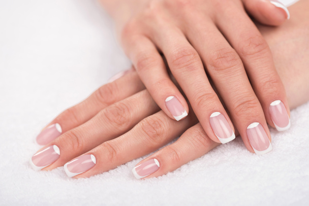 female hands with french manicure - Photo, Image