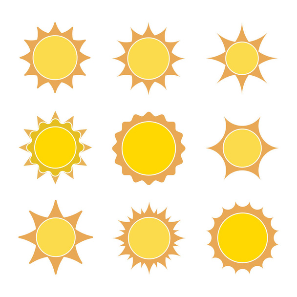 Set of flat sun icons. Vector illustration. - Vettoriali, immagini