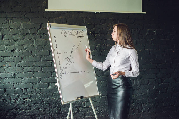 businesswoman with flipchart in office. - Foto, immagini