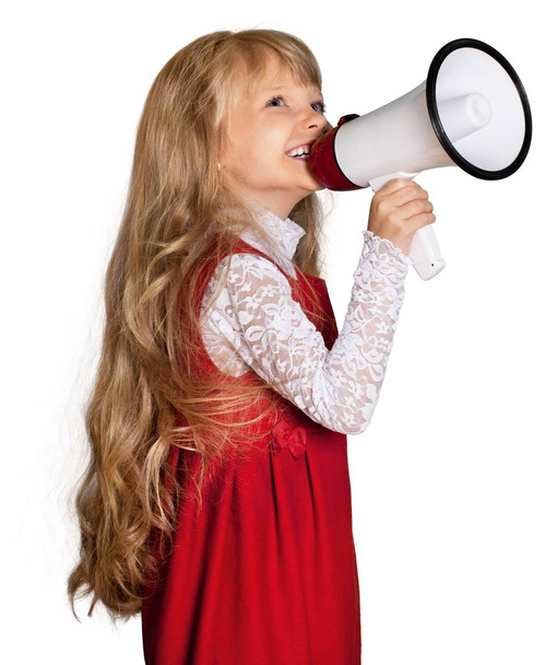 cute girl with megaphone - Фото, зображення
