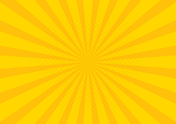 Yellow Retro vintage style background with sun rays vector illustration - Vector, Image