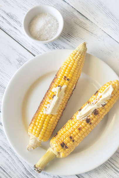 Grilled corncorbs on the plate - Photo, Image