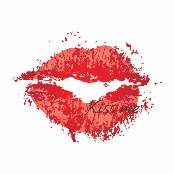 美しい唇。口紅のトレース  - ベクター画像