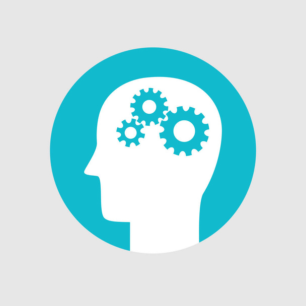 Head with gears, Brain activity icon flat style - Vector, imagen