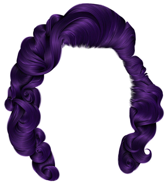 trendy woman hairs purple colors . beauty fashion . retro style  - Vector, Image