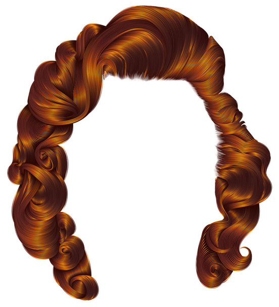cabelos de mulher na moda Red Ginger cores. moda de beleza. estilo retro
 - Vetor, Imagem