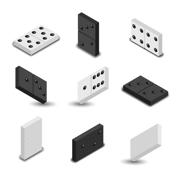 Items to play dominoes isometric, vector illustration. - Vector, Image