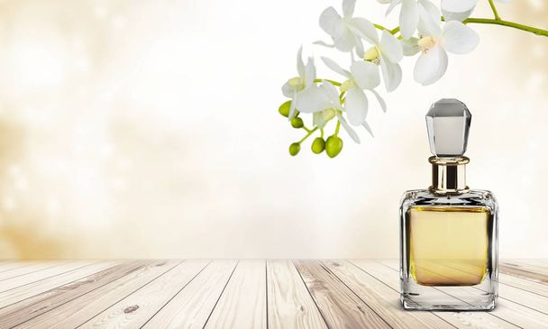 Perfume bottle and flowers  - Photo, image