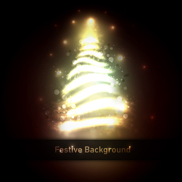 輝く光の木とダークブロンズクリスマスグリーティング - ベクター画像