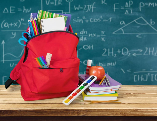 School stationery in backpack - 写真・画像