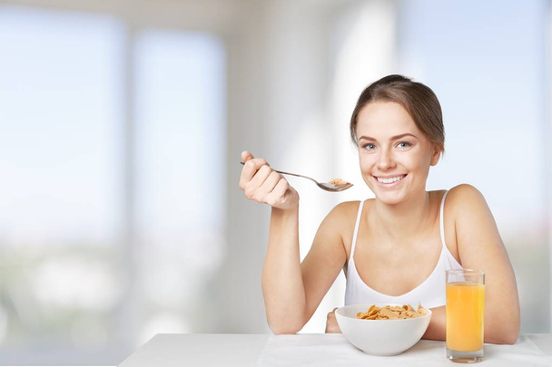cute woman with food - Foto, Imagen