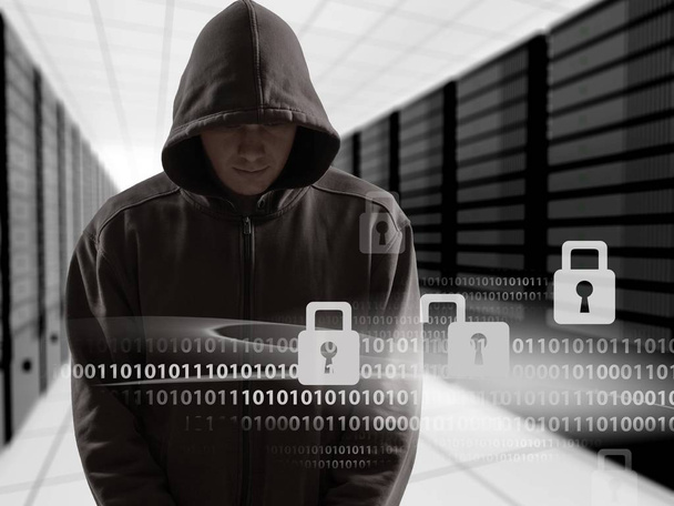Cyber hacker in hoodie - Foto, afbeelding