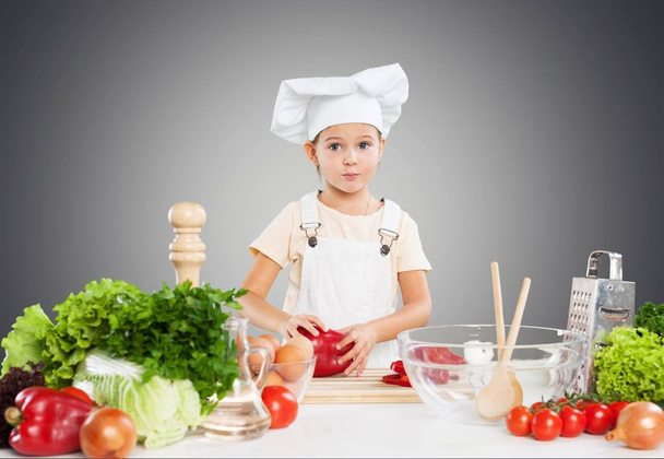 little girl preparing healthy food - 写真・画像