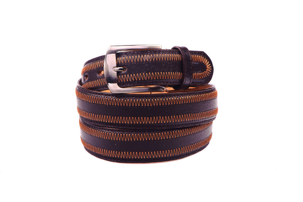 Leather belt.Isolated on white - Photo, Image