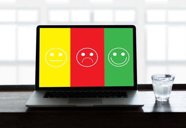 business man and woman select happy on satisfaction evaluation?  - Valokuva, kuva