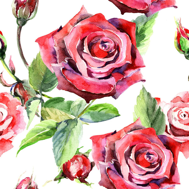 Wildflower rose flower pattern in a watercolor style. - Photo, image